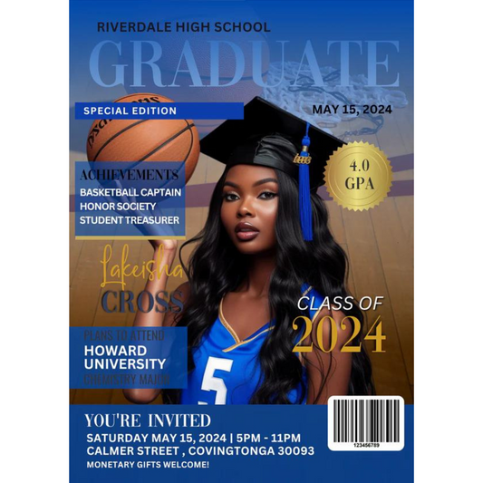 Graduation Editable Invitation Template (Canva)