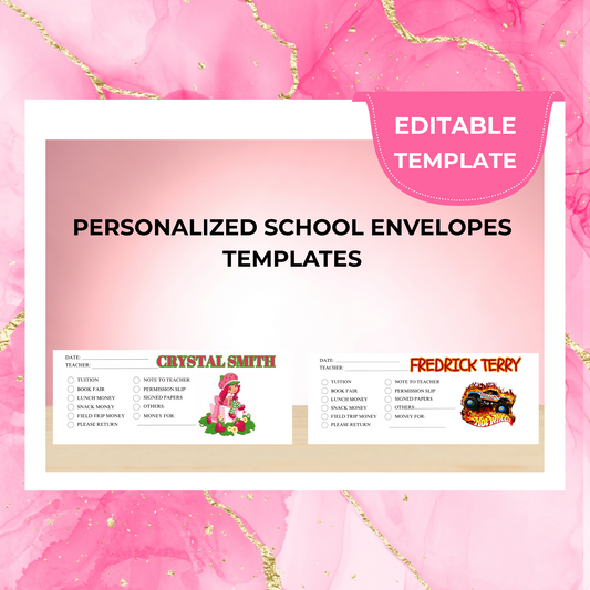 PERSONALIZED SCHOOL ENVELOPES SCHOOL KID'S ENVELOPES TEMPLATES