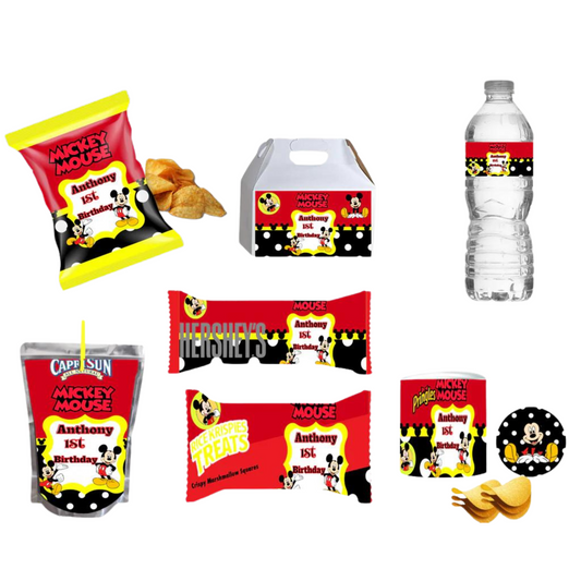 Mickey Mouse Bundle Party Favor Canva Design & Templates (7 editable templates and designs)